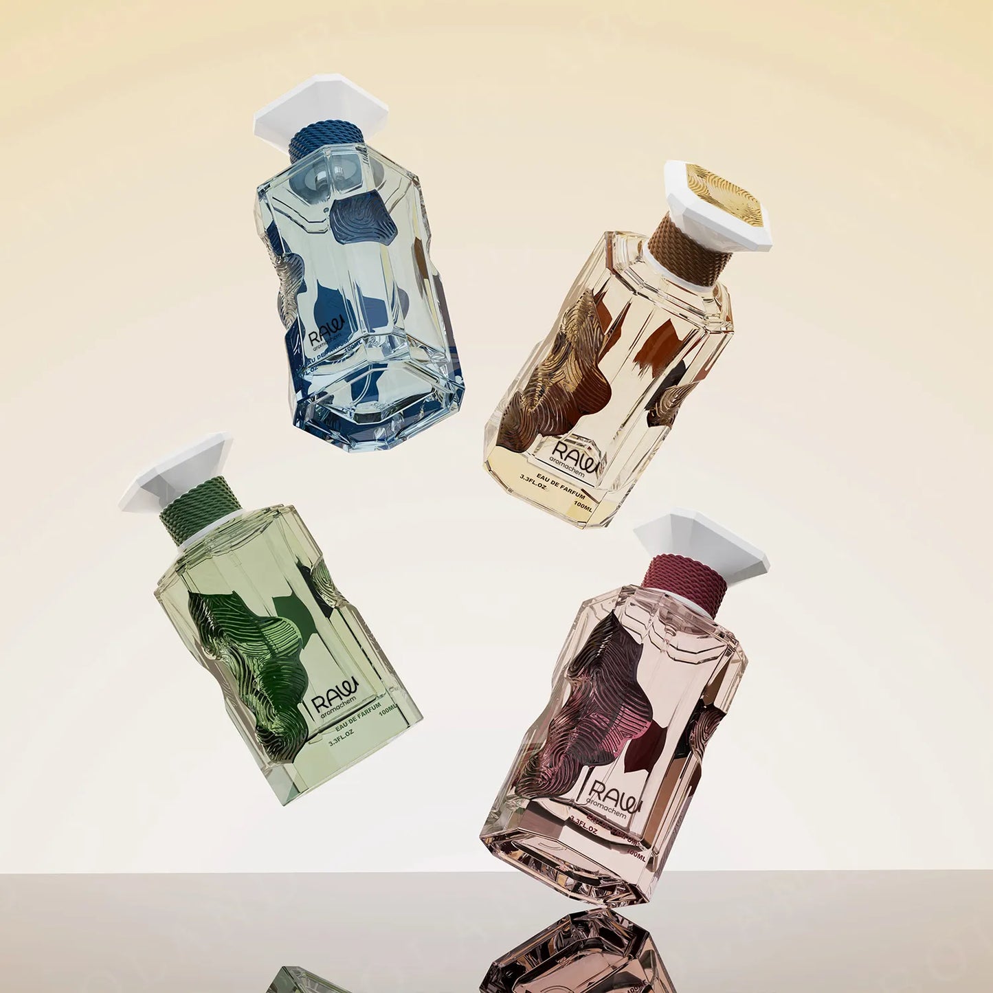 Luxury Faceted Glass Perfume Bottle with Artistic Wave Design & Geometric Cap