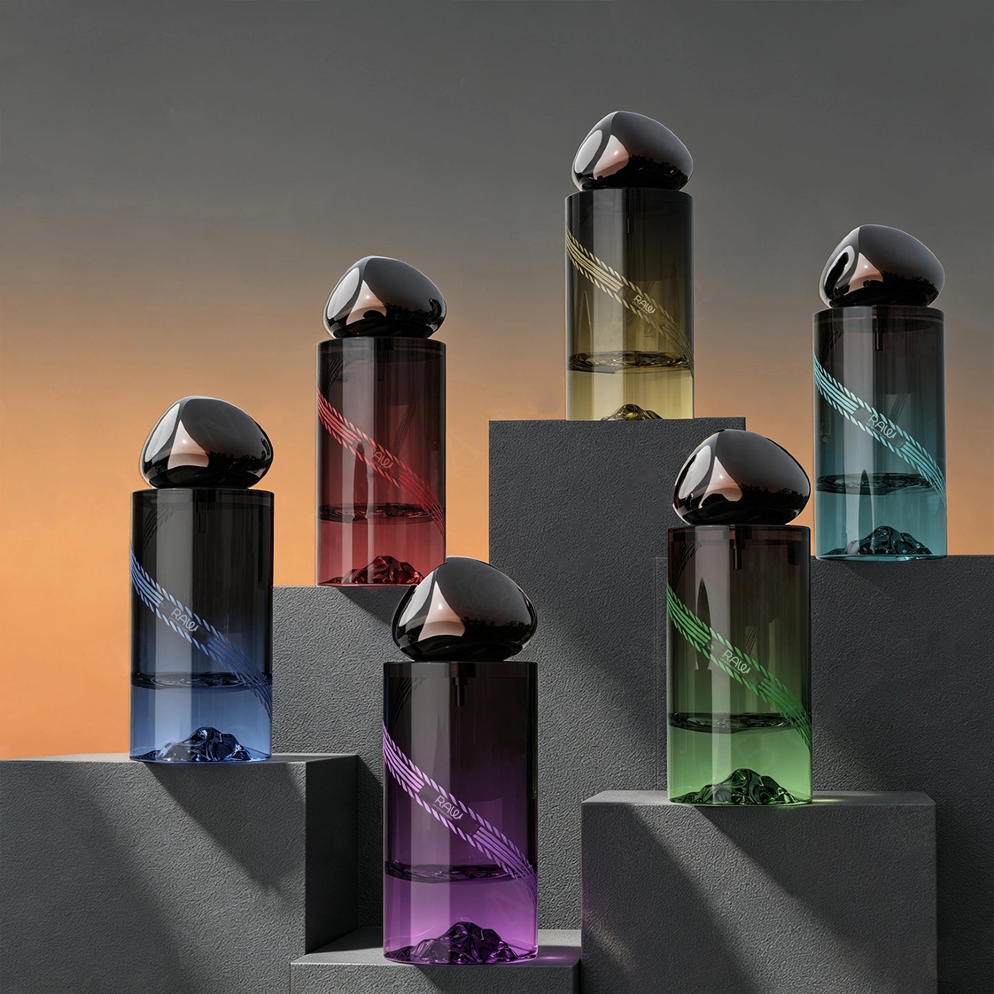Obsidian Flow Luxury Glass Perfume Bottle