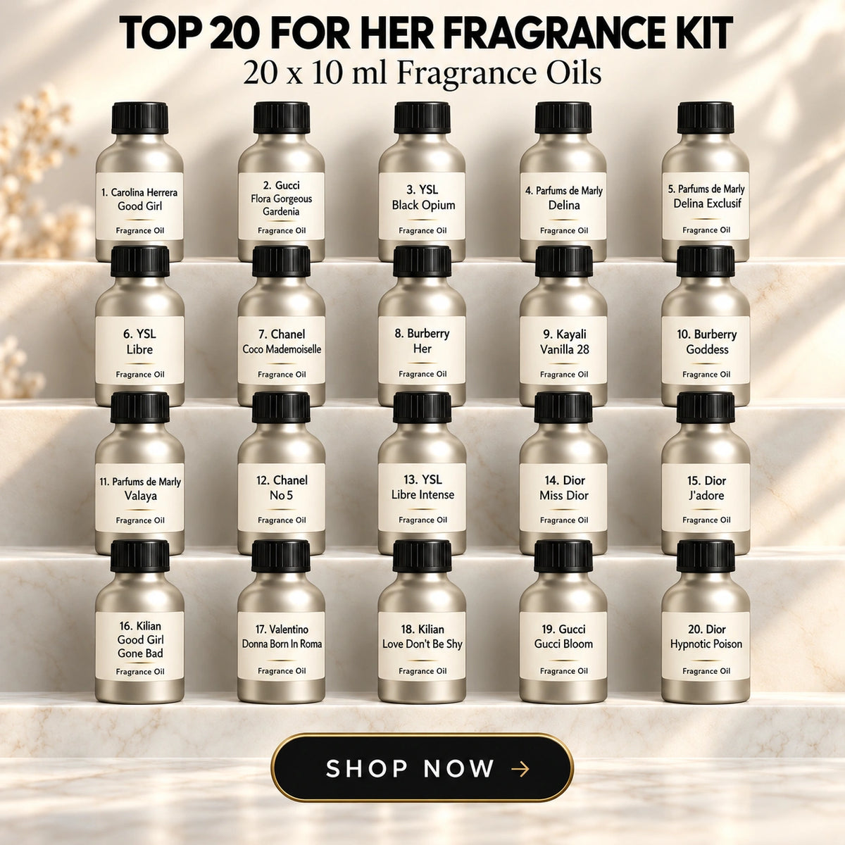 Top 20 For Her Fragrance Oils Kit | 20x10ml