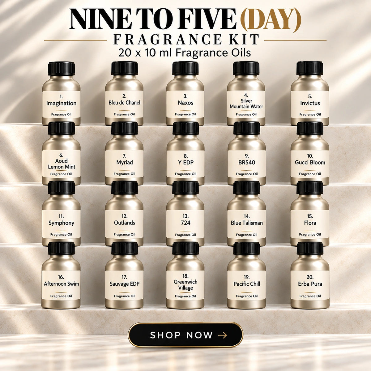 Top 20 Nine to Five (Day) Fragrance Oils Kit | 20x10ml