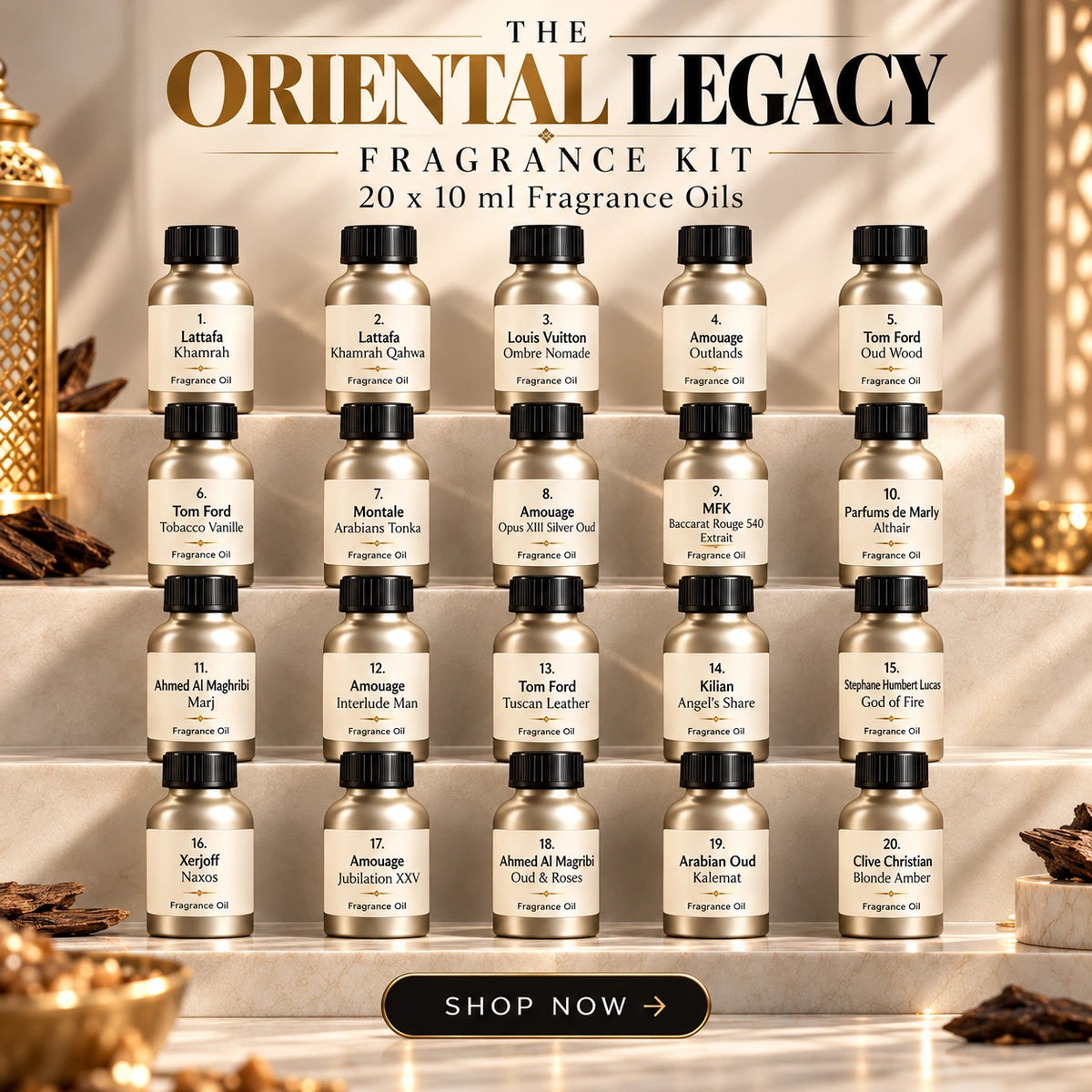 Top 20 Oriental Legacy Fragrance Oils Kit | 20x10ml