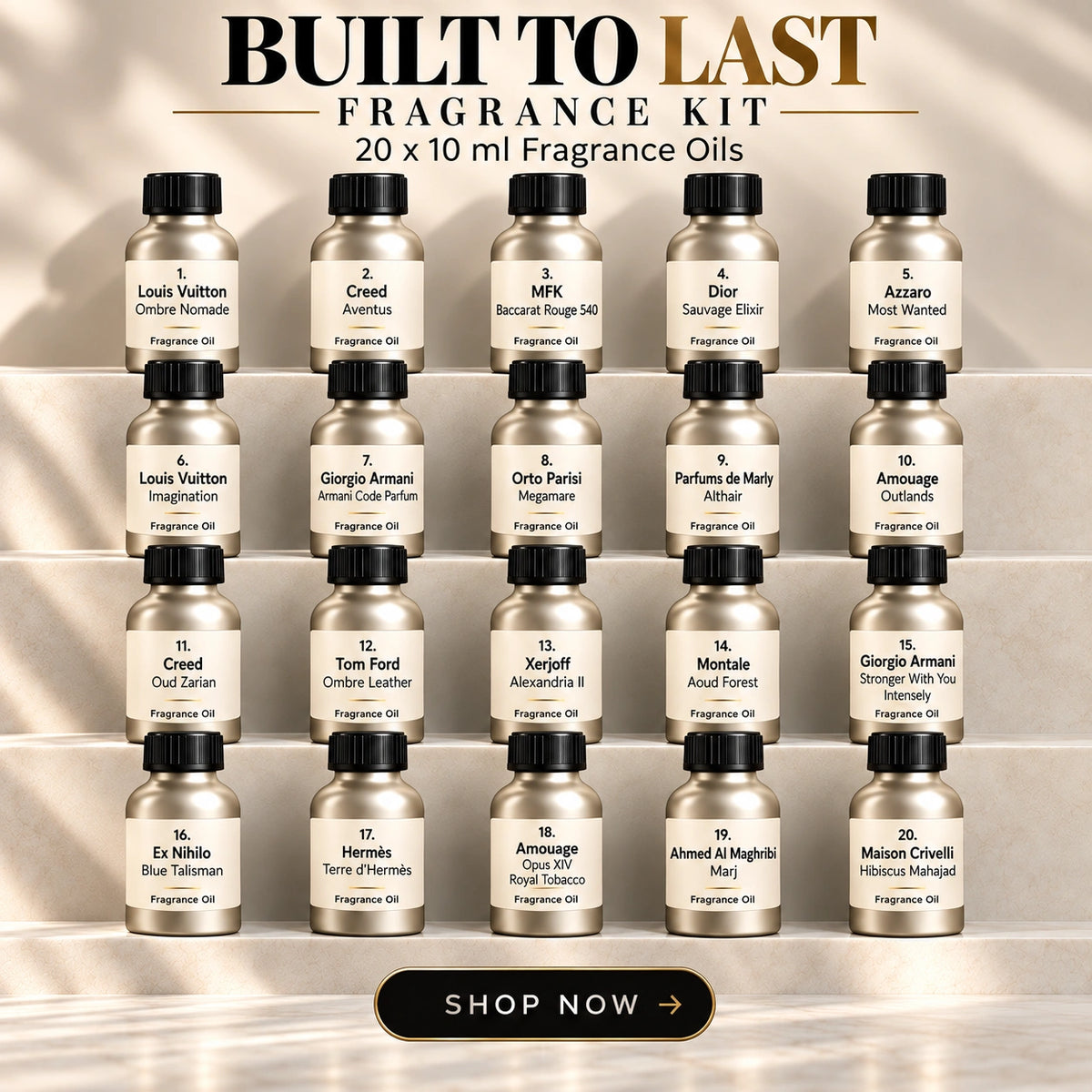 Top 20 Built to Last Fragrance Oils Kit | 20x10ml