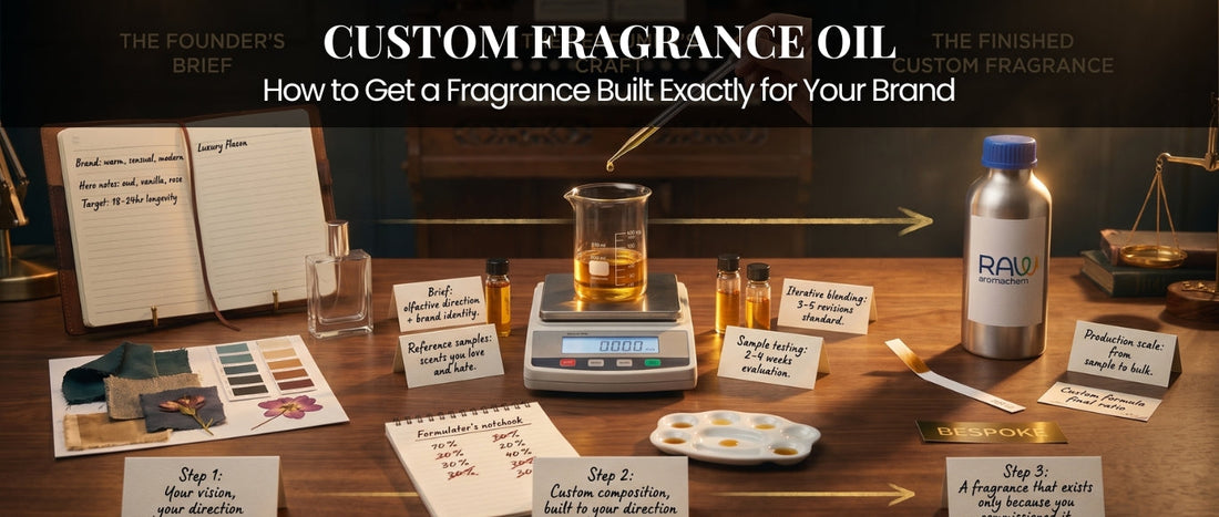 Custom fragrance oil development process for creating a unique perfume scent for your brand.
