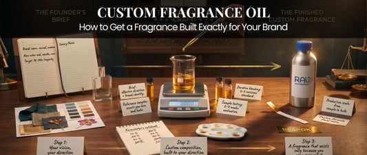 Custom fragrance oil development process for creating a unique perfume scent for your brand.