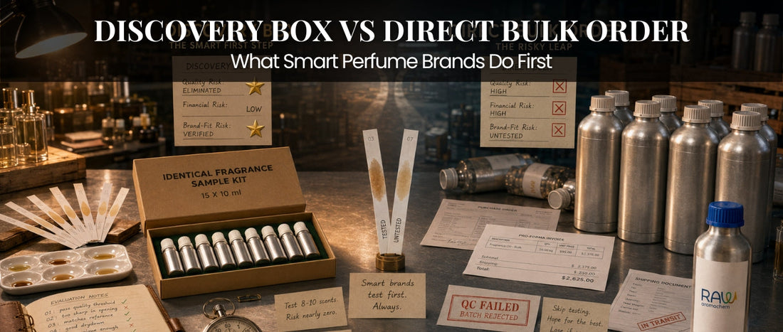 Fragrance discovery box vs bulk fragrance oil order comparison for smart perfume sourcing.