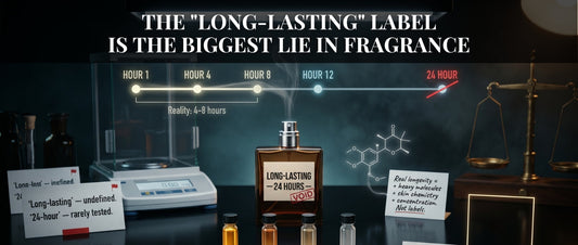 Fragrance longevity myths explained with perfume performance timeline and long-lasting fragrance claims.