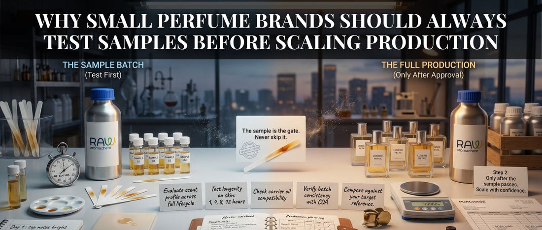 Why small perfume brands should test fragrance oil samples before scaling production and launching full-scale manufacturing.