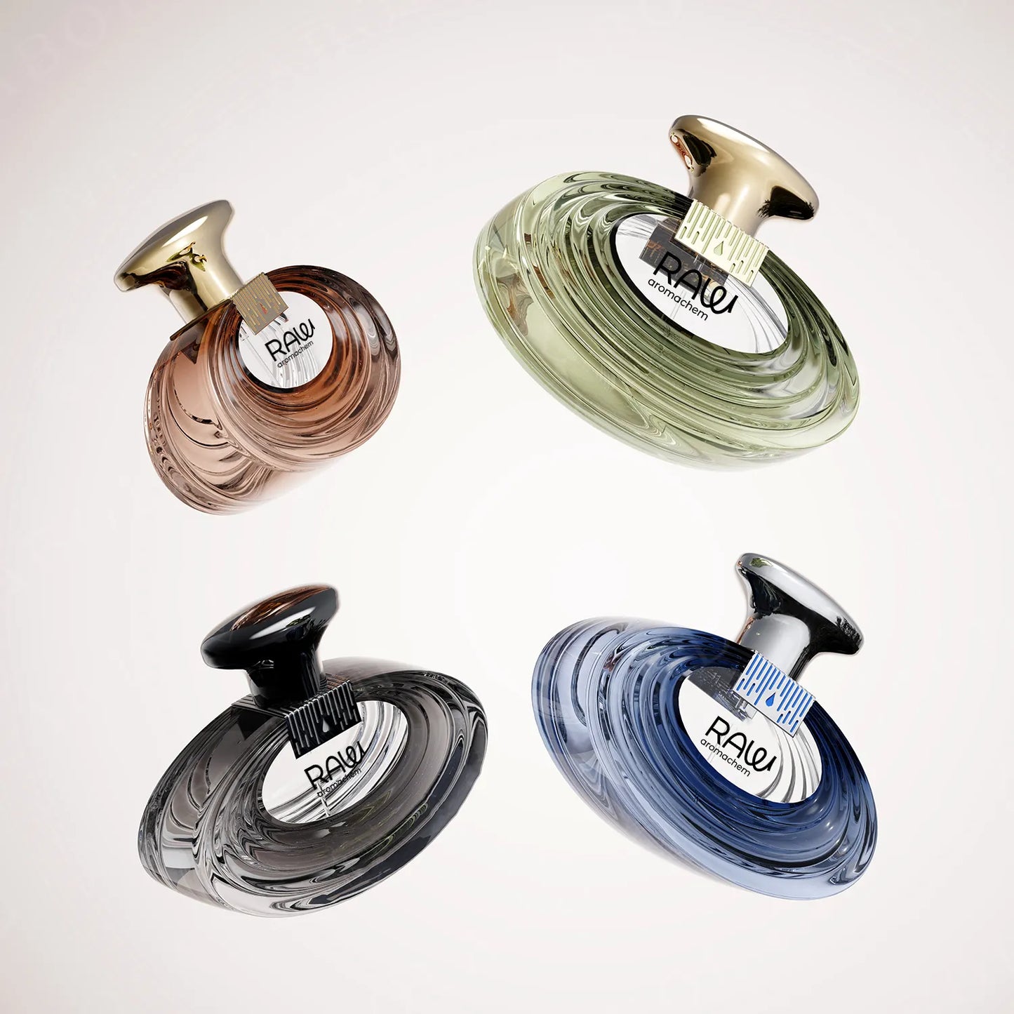 Luxury Ripple Glass Perfume Bottle with Sculpted Metallic Cap