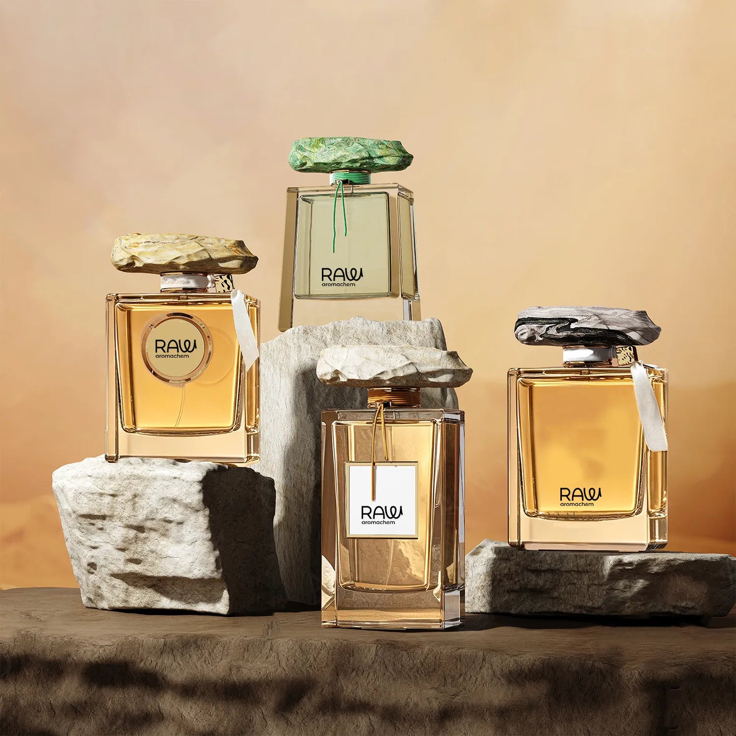 Luxury Monolith Glass Perfume Bottle with Natural Stone-Inspired Cap