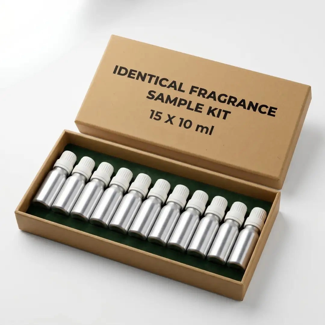 Rawaromachem Discovery Box - 15 identical grade fragrance oil sampler kit, 10ml each, IFRA compliant perfume oil tester set India 