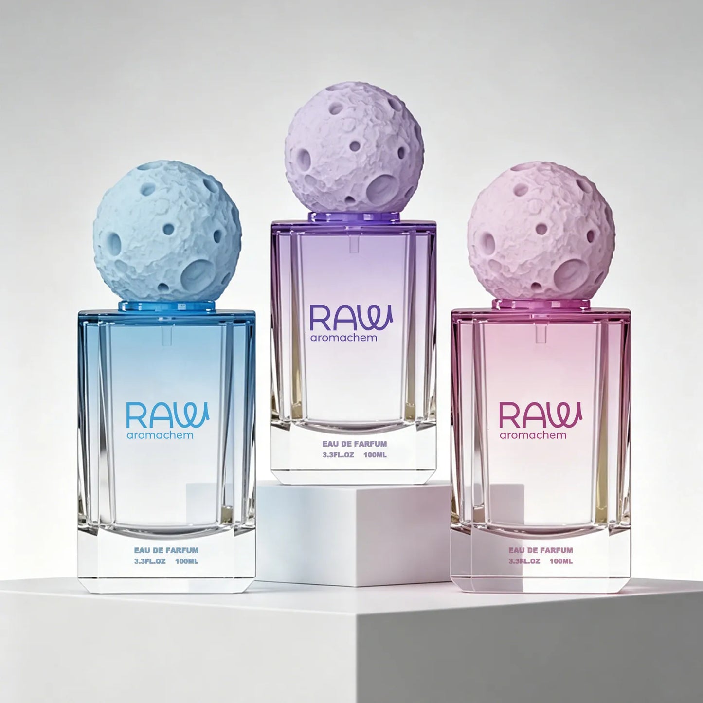 Luxury Rectangular Glass Perfume Bottle with Moon Sphere Cap