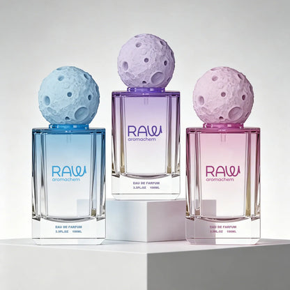 Luxury Rectangular Glass Perfume Bottle with Moon Sphere Cap