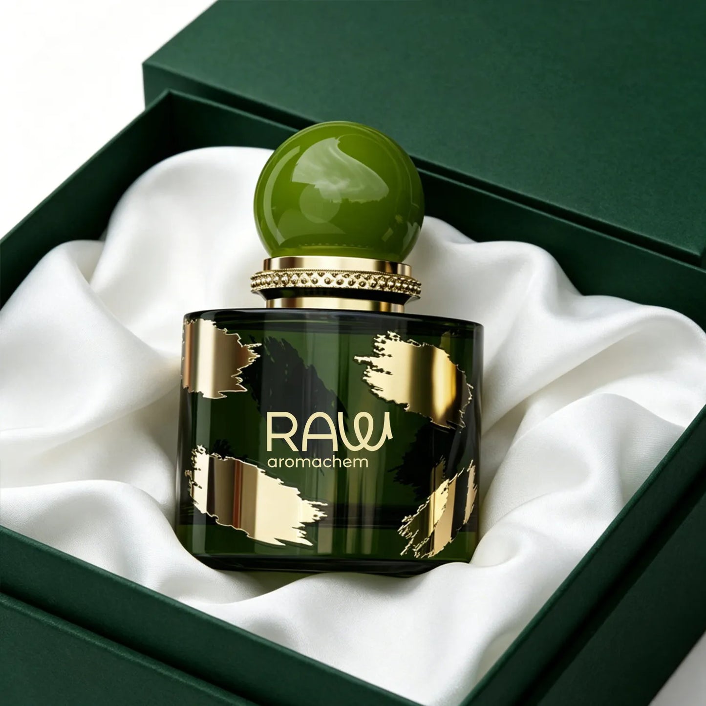 Luxury Metal Stroke Glass Perfume Bottle with Sphere Cap